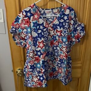 Scrubstar Multicolor Star Print Women's Scrub Top